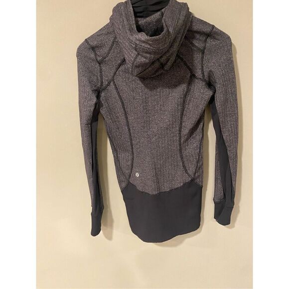 Lululemon Daily Practice Jacket Gray Heathered Herringbone Full Zip Hooded Size - Picture 6 of 8